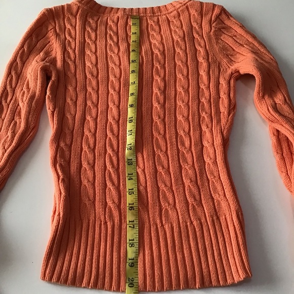 Aeropostale Sweater Womens Sz M Orange Cable Knit V-Neck Long Sleeve Y2K - Picture 13 of 16